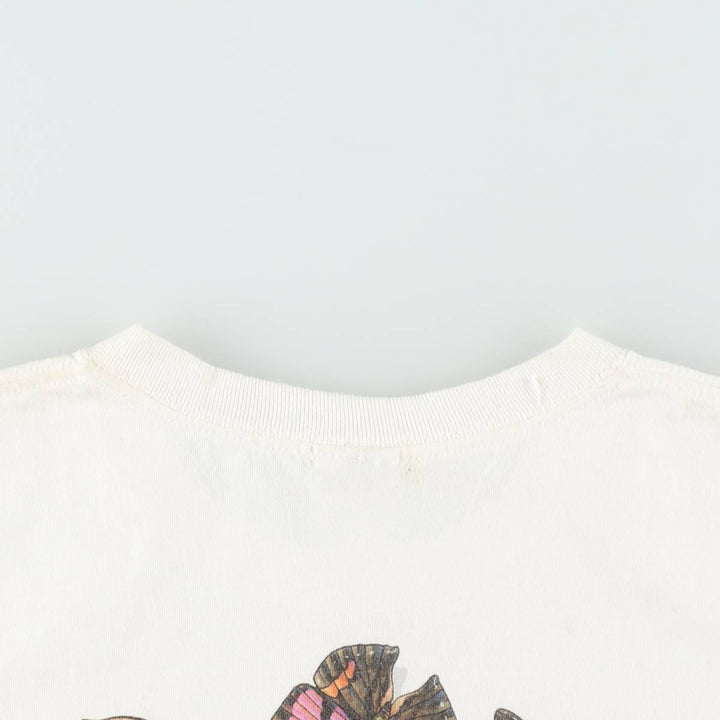 2000'S Anvil Butterfly Pattern Animal T-Shirt, Women's Size M cotton white type Vintage Second Hand