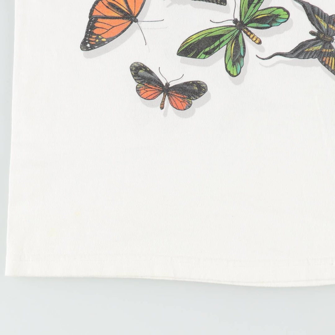 2000'S Anvil Butterfly Pattern Animal T-Shirt, Women's Size M cotton white type Vintage Second Hand