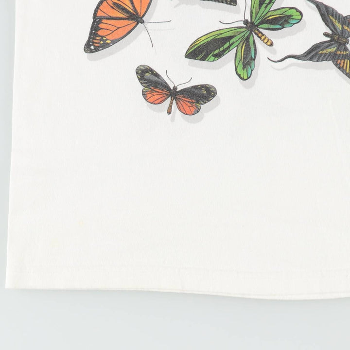2000'S Anvil Butterfly Pattern Animal T-Shirt, Women's Size M cotton white type Vintage Second Hand