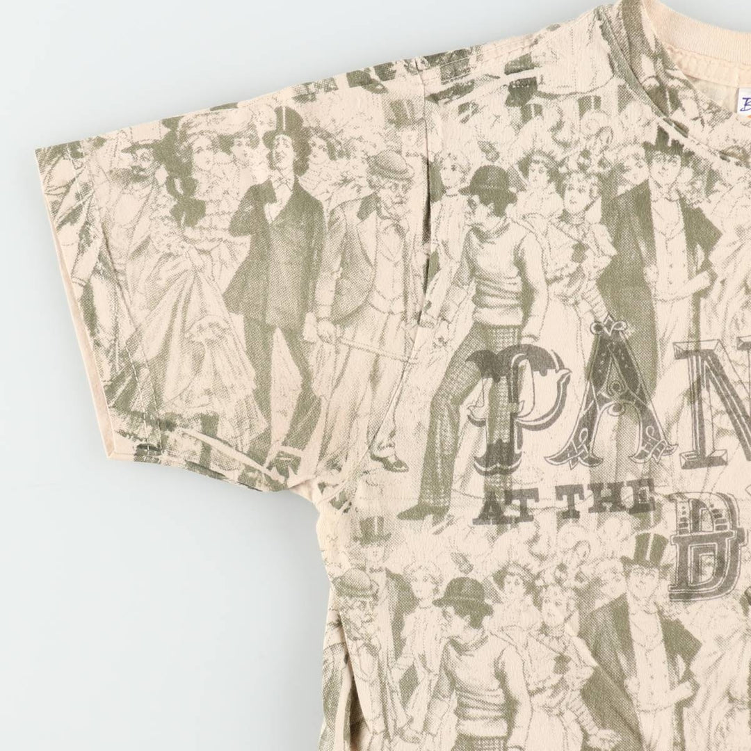 BAY ISLAND PANIC AT THE DISCO All-over print band t-shirt (women's size S equivalent) cotton Beige type Vintage Second Hand