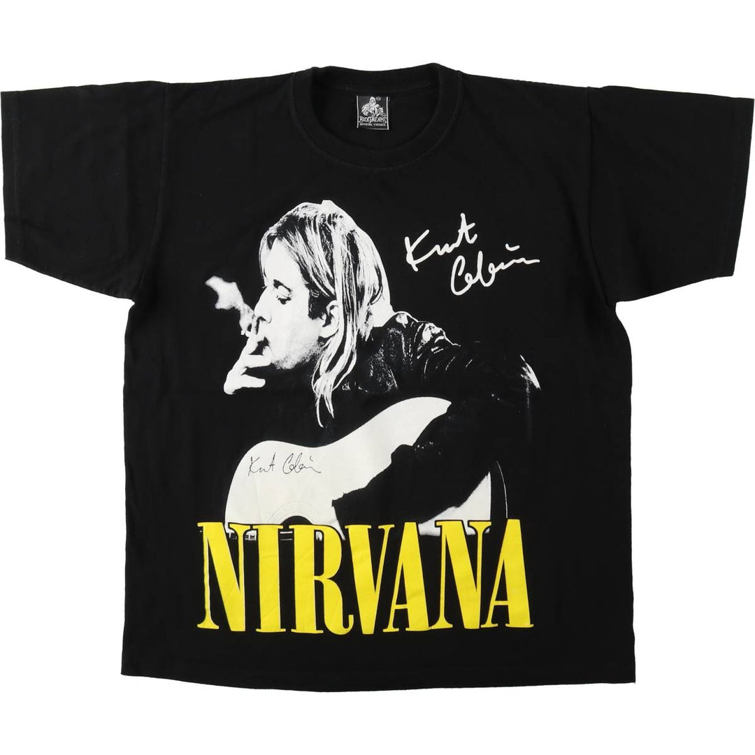 ROCK DREAMS NIRVANA Large Print Band T-Shirt (Women's Size L) cotton black type Vintage Second Hand