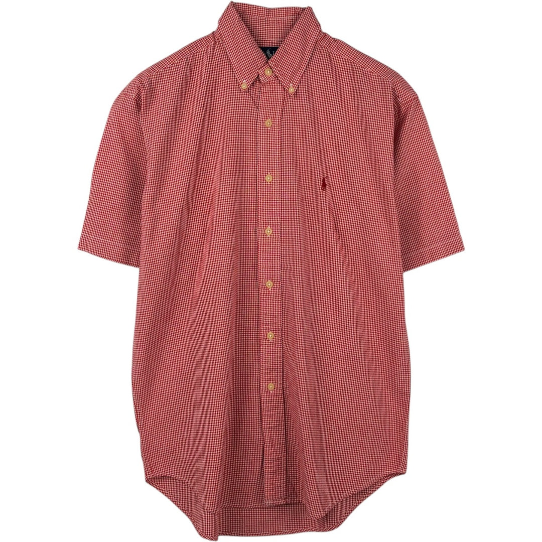 Ralph Lauren BLAIRE Gingham Check Short-Sleeve Button-Down Check Shirt, Men's Size S (approx.) cotton red type Vintage Second Hand