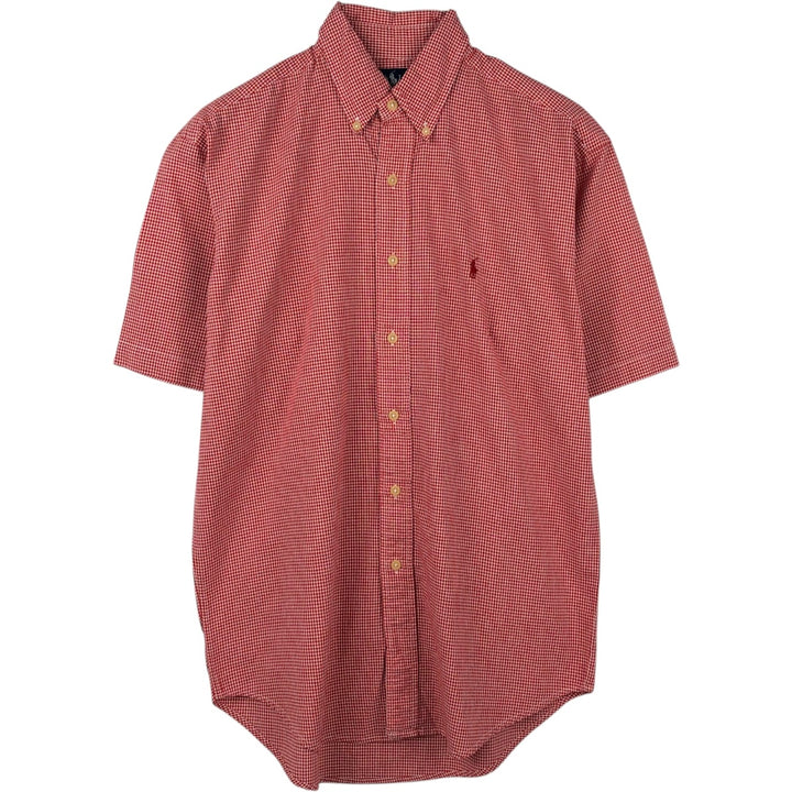 Ralph Lauren BLAIRE Gingham Check Short-Sleeve Button-Down Check Shirt, Men's Size S (approx.) cotton red type Vintage Second Hand