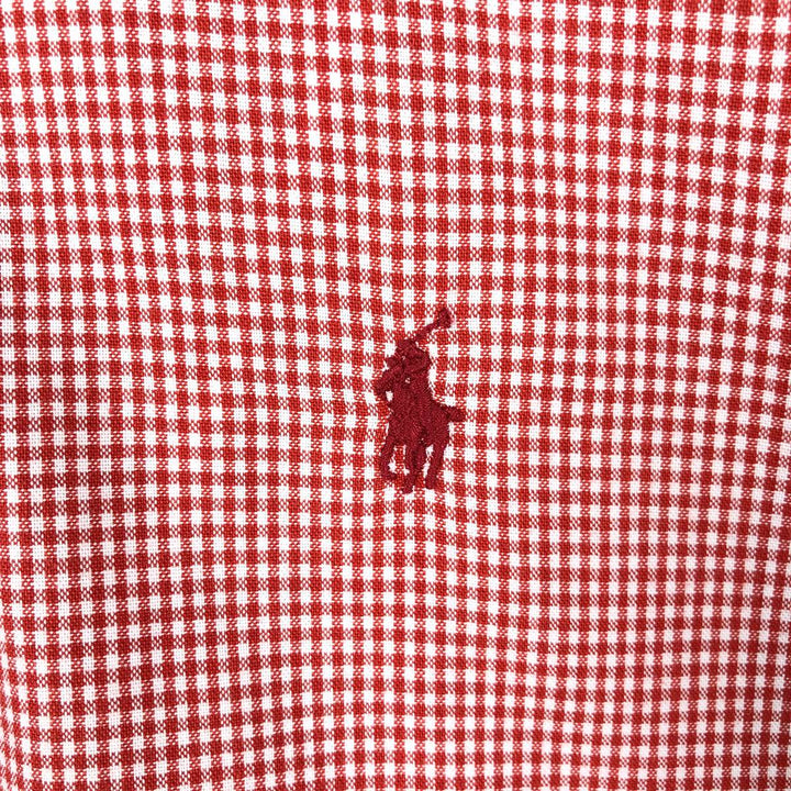 Ralph Lauren BLAIRE Gingham Check Short-Sleeve Button-Down Check Shirt, Men's Size S (approx.) cotton red type Vintage Second Hand