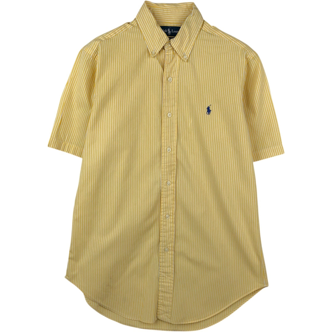 Ralph Lauren CLASSIC FIT Short-Sleeve Button-Down Striped Shirt, Men's Size S (approx.) cotton lemon yellow Vintage Second Hand