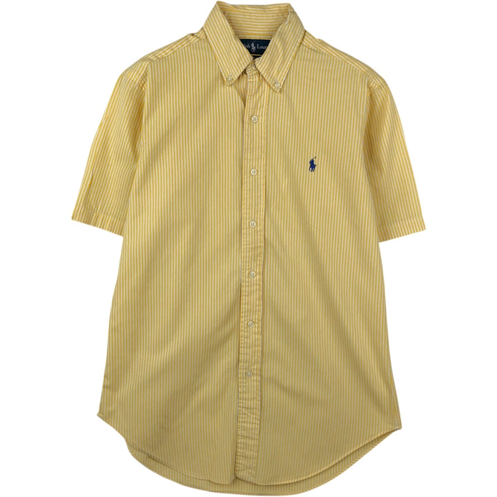 Ralph Lauren CLASSIC FIT Short-Sleeve Button-Down Striped Shirt, Men's Size S (approx.) cotton lemon yellow Vintage Second Hand