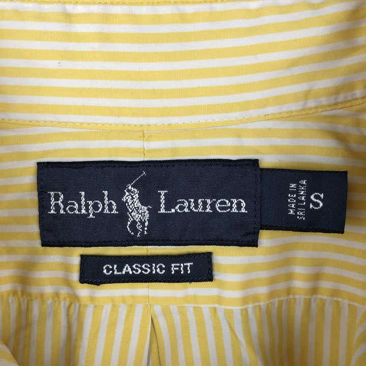 Ralph Lauren CLASSIC FIT Short-Sleeve Button-Down Striped Shirt, Men's Size S (approx.) cotton lemon yellow Vintage Second Hand