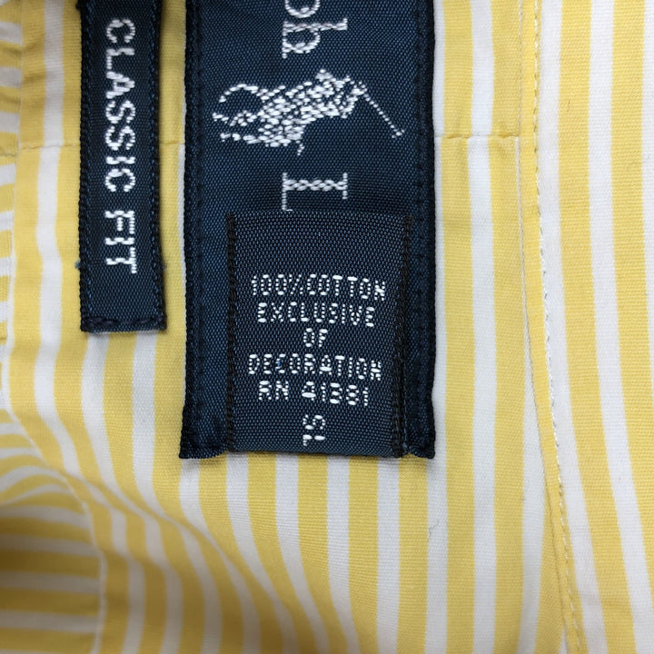 Ralph Lauren CLASSIC FIT Short-Sleeve Button-Down Striped Shirt, Men's Size S (approx.) cotton lemon yellow Vintage Second Hand