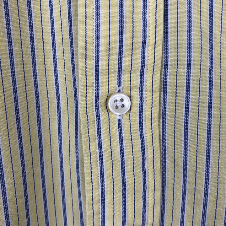 Ralph Lauren Classic Fit Short Sleeve Button Down Striped Shirt Men's XL cotton lemon yellow Vintage Second Hand