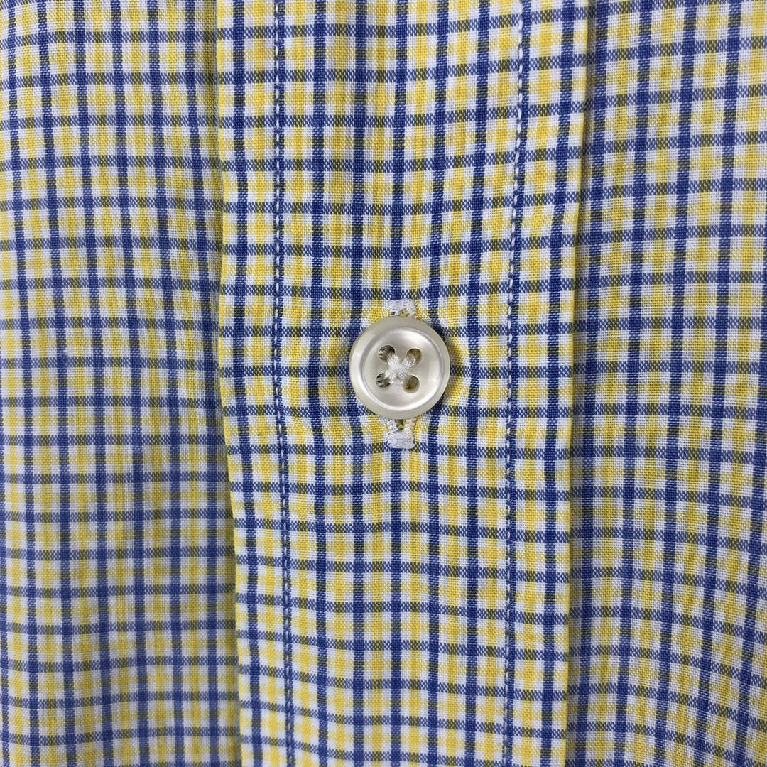 Ralph Lauren BLAKE short sleeve button down check shirt, men's size L cotton lemon yellow Vintage Second Hand