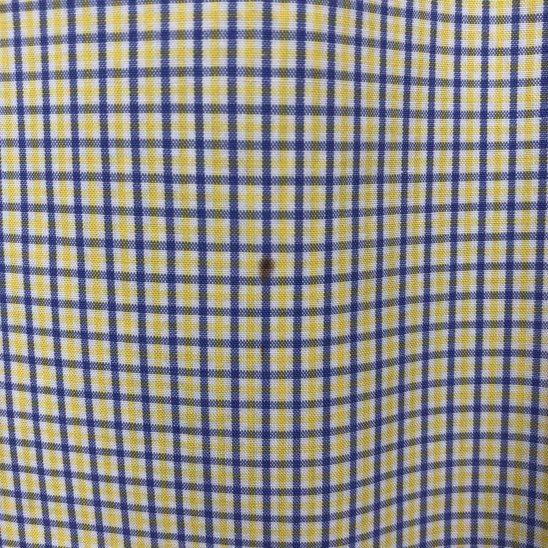 Ralph Lauren BLAKE short sleeve button down check shirt, men's size L cotton lemon yellow Vintage Second Hand