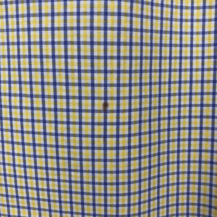 Ralph Lauren BLAKE short sleeve button down check shirt, men's size L cotton lemon yellow Vintage Second Hand