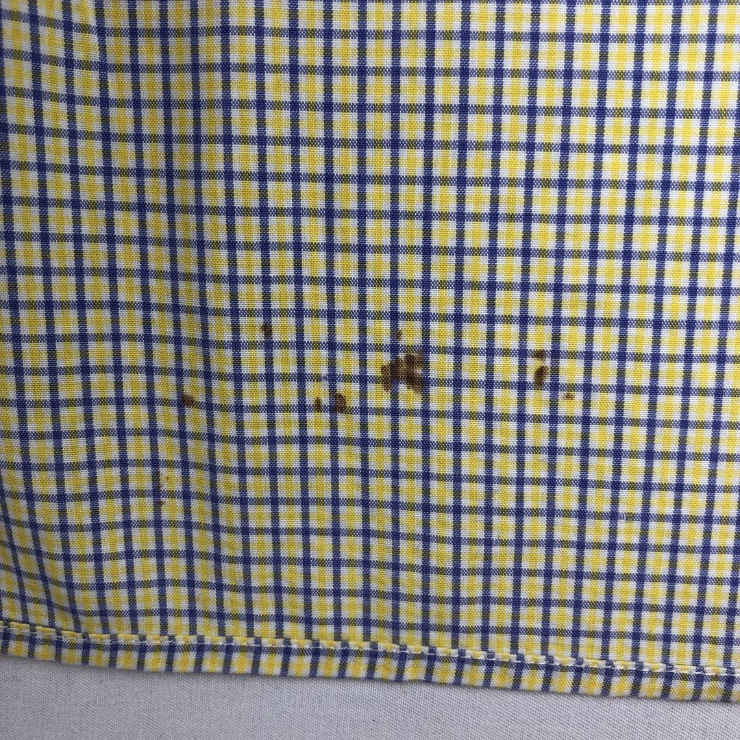 Ralph Lauren BLAKE short sleeve button down check shirt, men's size L cotton lemon yellow Vintage Second Hand