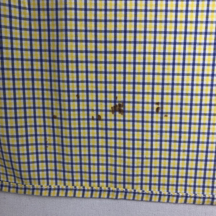 Ralph Lauren BLAKE short sleeve button down check shirt, men's size L cotton lemon yellow Vintage Second Hand