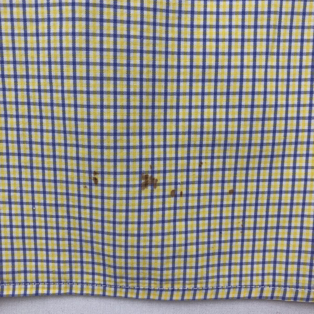 Ralph Lauren BLAKE short sleeve button down check shirt, men's size L cotton lemon yellow Vintage Second Hand