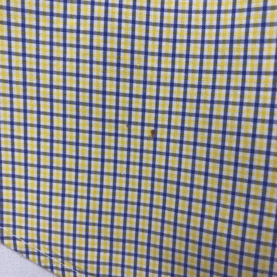 Ralph Lauren BLAKE short sleeve button down check shirt, men's size L cotton lemon yellow Vintage Second Hand