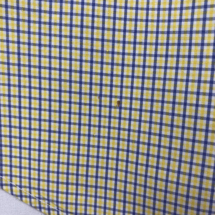 Ralph Lauren BLAKE short sleeve button down check shirt, men's size L cotton lemon yellow Vintage Second Hand