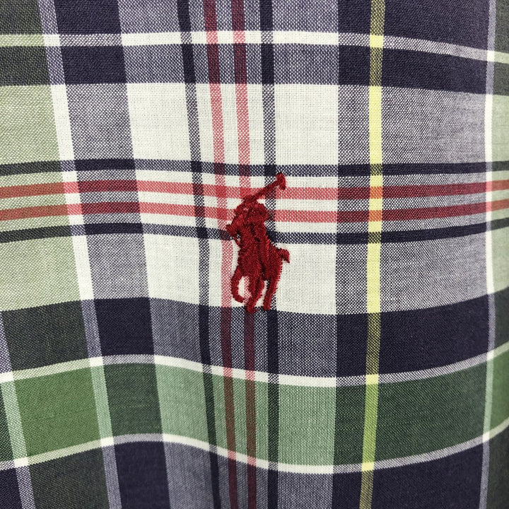 Ralph Lauren Classic Fit Short Sleeve Button Down Check Shirt Men's Size L cotton green type Vintage Second Hand
