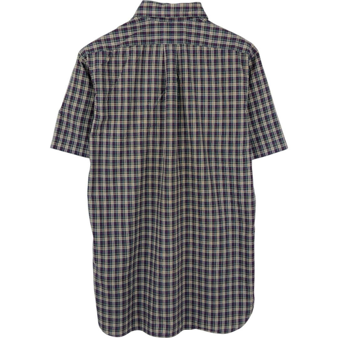 Ralph Lauren CLASSIC FIT short-sleeved button-down check shirt, men's size S (approx.) cotton navy blue type Vintage Second Hand