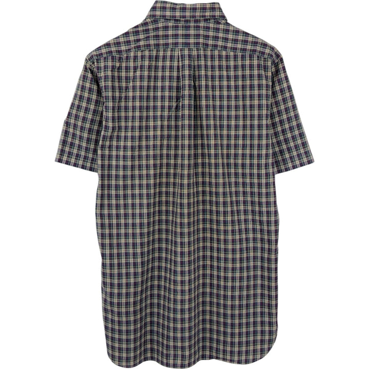 Ralph Lauren CLASSIC FIT short-sleeved button-down check shirt, men's size S (approx.) cotton navy blue type Vintage Second Hand