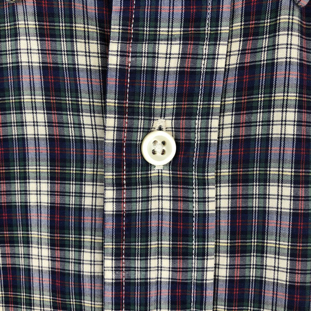 Ralph Lauren CLASSIC FIT short-sleeved button-down check shirt, men's size S (approx.) cotton navy blue type Vintage Second Hand