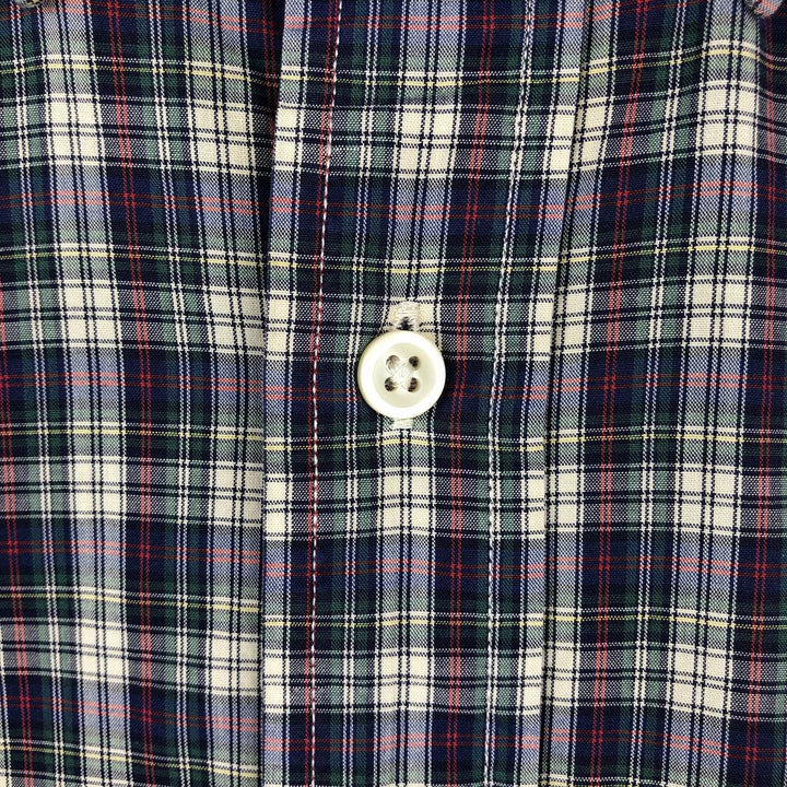 Ralph Lauren CLASSIC FIT short-sleeved button-down check shirt, men's size S (approx.) cotton navy blue type Vintage Second Hand