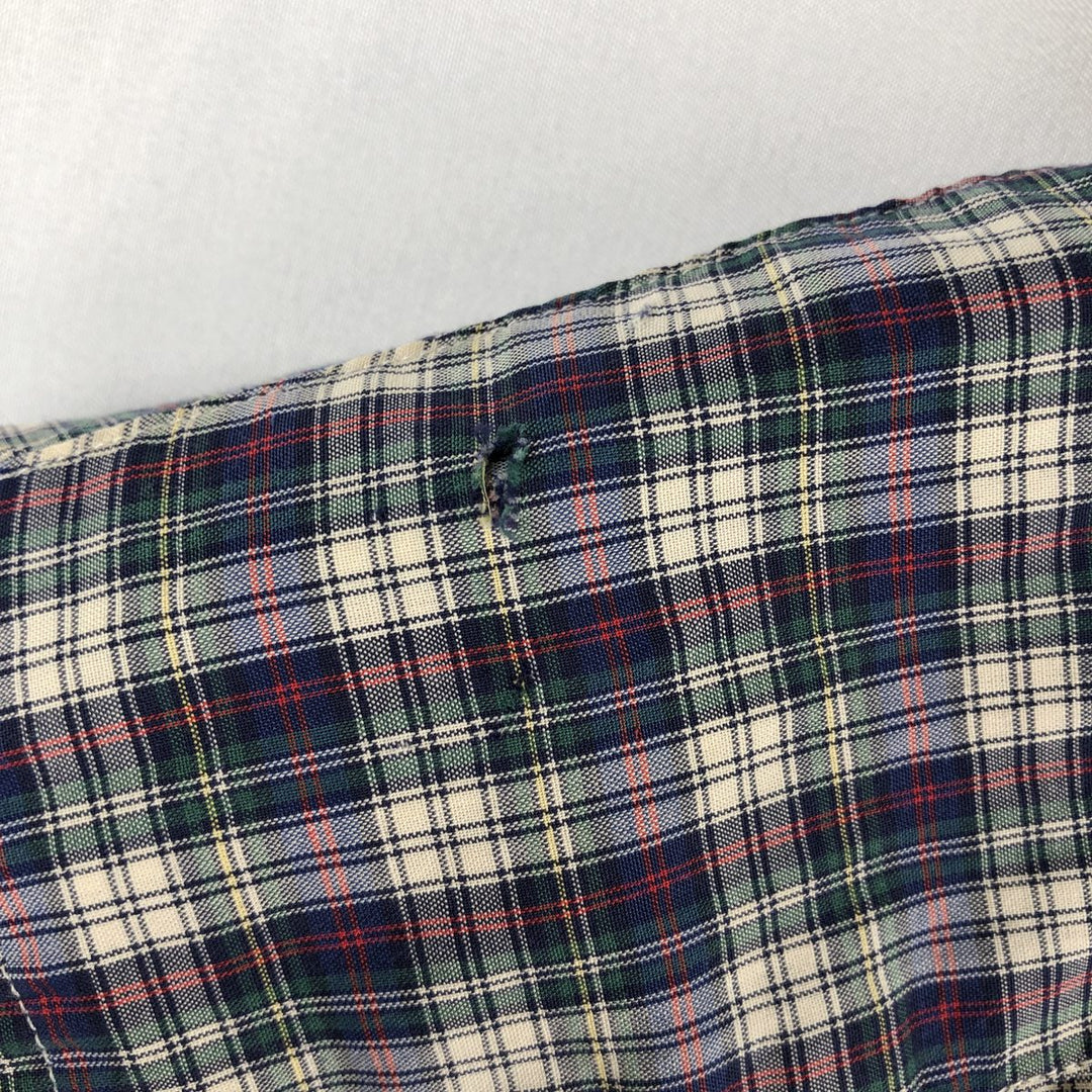 Ralph Lauren CLASSIC FIT short-sleeved button-down check shirt, men's size S (approx.) cotton navy blue type Vintage Second Hand