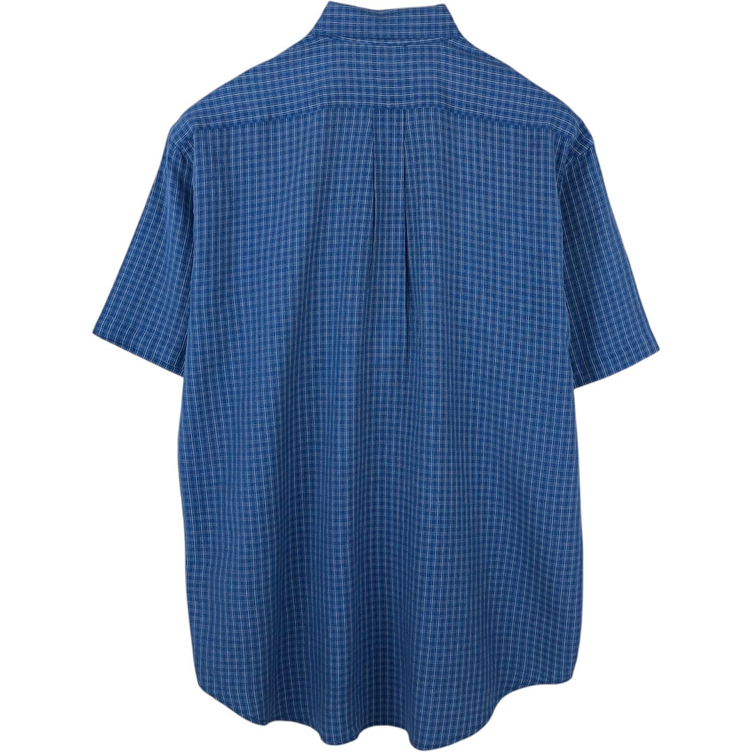 Ralph Lauren BLAKE short sleeve button down check shirt, men's size L cotton blue type Vintage Second Hand