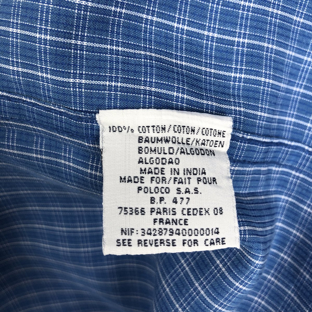 Ralph Lauren BLAKE short sleeve button down check shirt, men's size L cotton blue type Vintage Second Hand