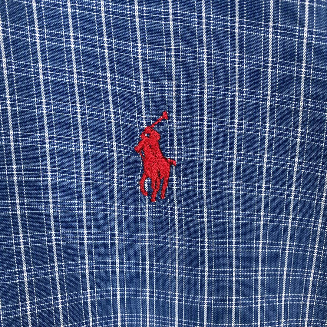 Ralph Lauren BLAKE short sleeve button down check shirt, men's size L cotton blue type Vintage Second Hand