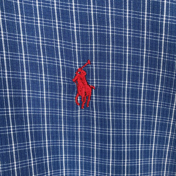 Ralph Lauren BLAKE short sleeve button down check shirt, men's size L cotton blue type Vintage Second Hand