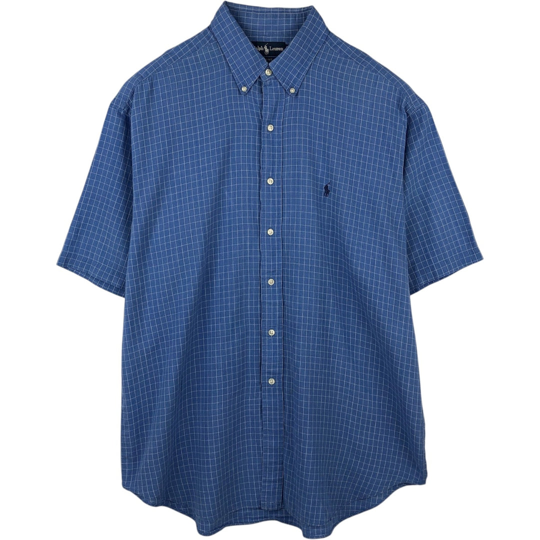 Ralph Lauren BLAKE short sleeve button down check shirt men's XL size cotton blue type Vintage Second Hand