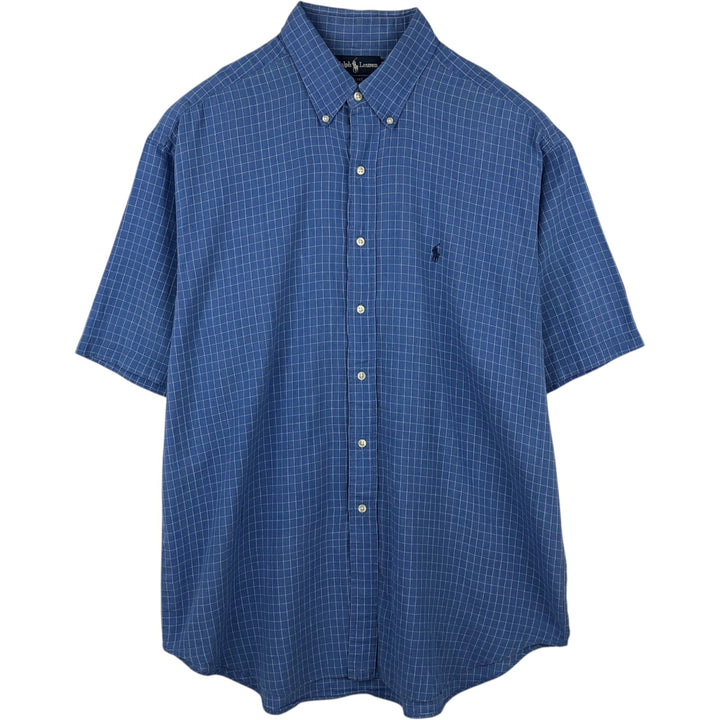 Ralph Lauren BLAKE short sleeve button down check shirt men's XL size cotton blue type Vintage Second Hand
