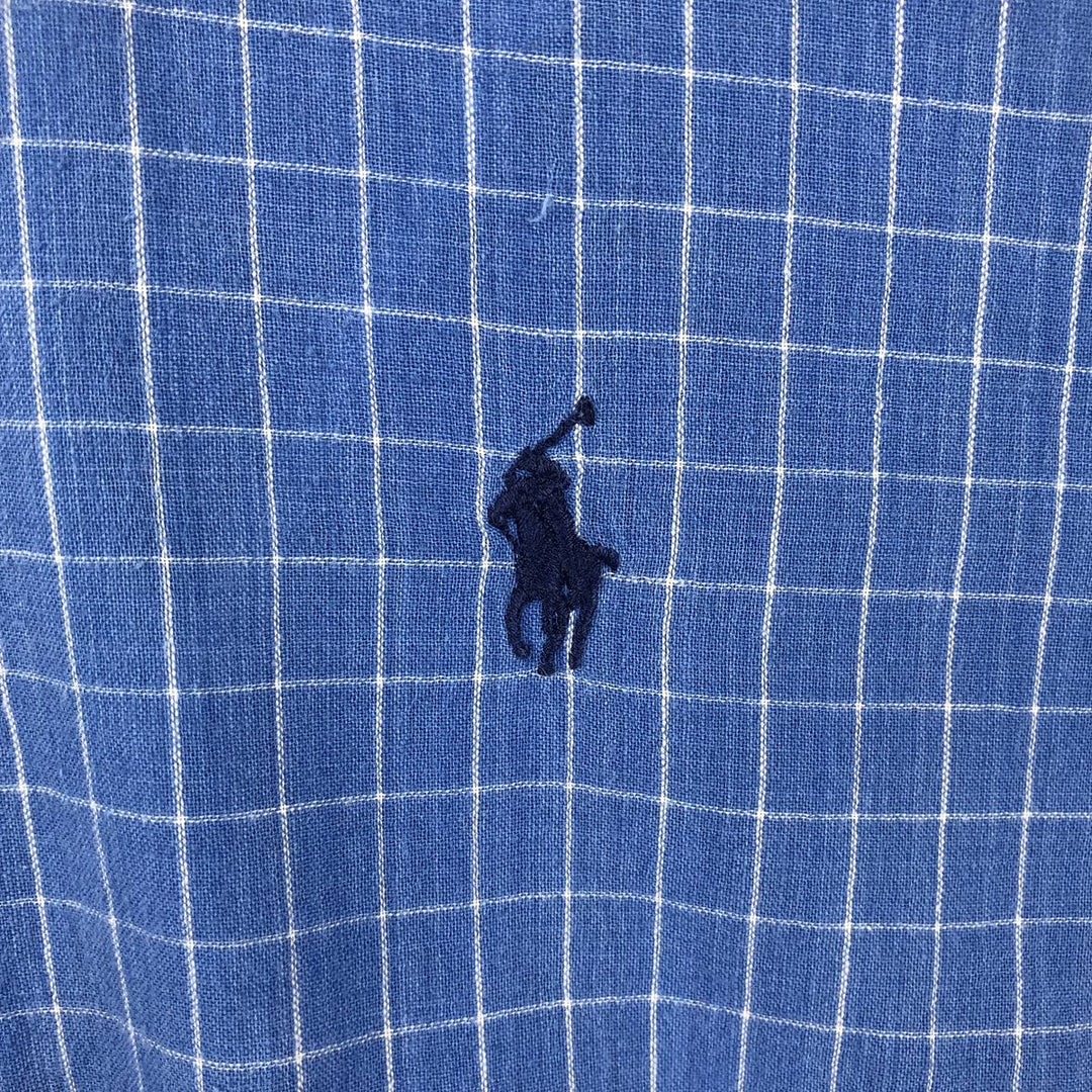 Ralph Lauren BLAKE short sleeve button down check shirt men's XL size cotton blue type Vintage Second Hand