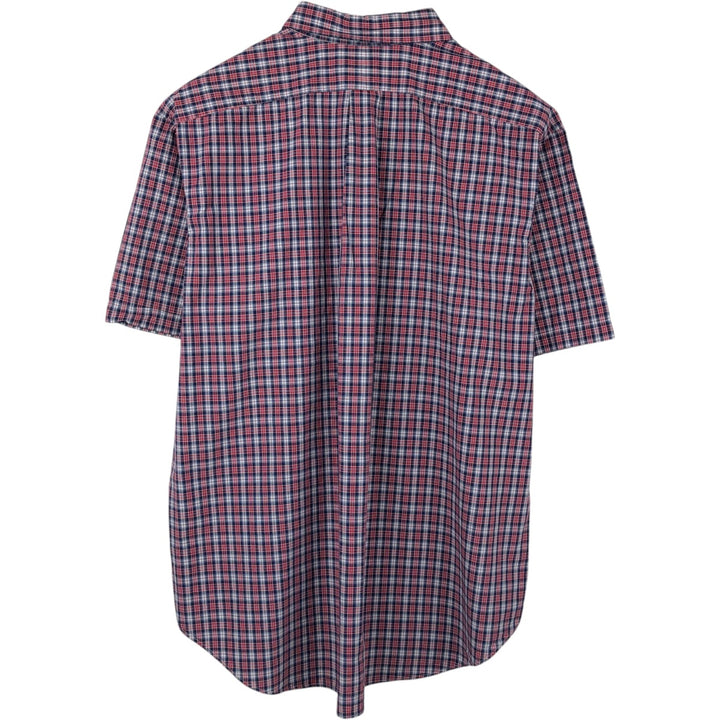 Ralph Lauren Classic Fit Short Sleeve Button Down Check Shirt Men's XXL cotton navy blue type Vintage Second Hand