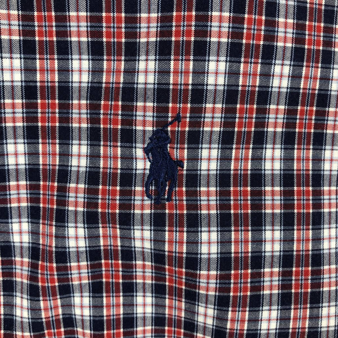 Ralph Lauren Classic Fit Short Sleeve Button Down Check Shirt Men's XXL cotton navy blue type Vintage Second Hand