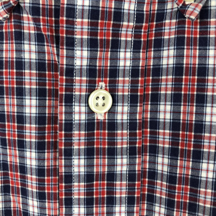Ralph Lauren Classic Fit Short Sleeve Button Down Check Shirt Men's XXL cotton navy blue type Vintage Second Hand