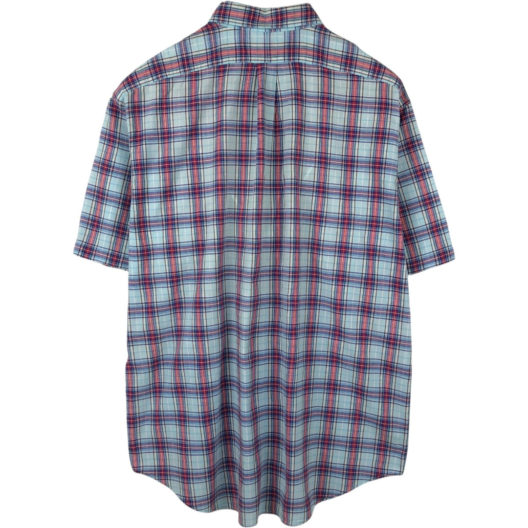 Ralph Lauren POLO by Ralph Lauren BLAKE Short-Sleeve Button-Down Check Shirt, Men's Size XL (approx.) cotton Blue type light blue Vintage Second Hand