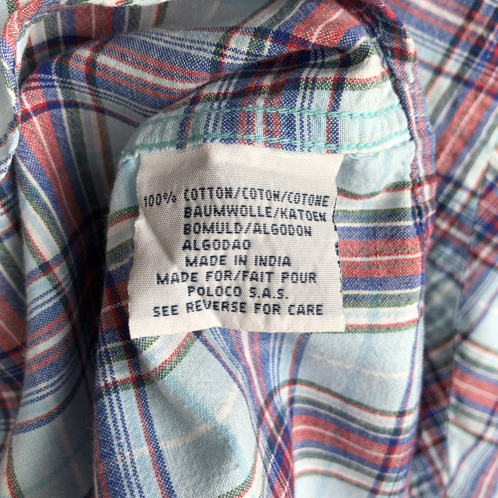 Ralph Lauren POLO by Ralph Lauren BLAKE Short-Sleeve Button-Down Check Shirt, Men's Size XL (approx.) cotton Blue type light blue Vintage Second Hand