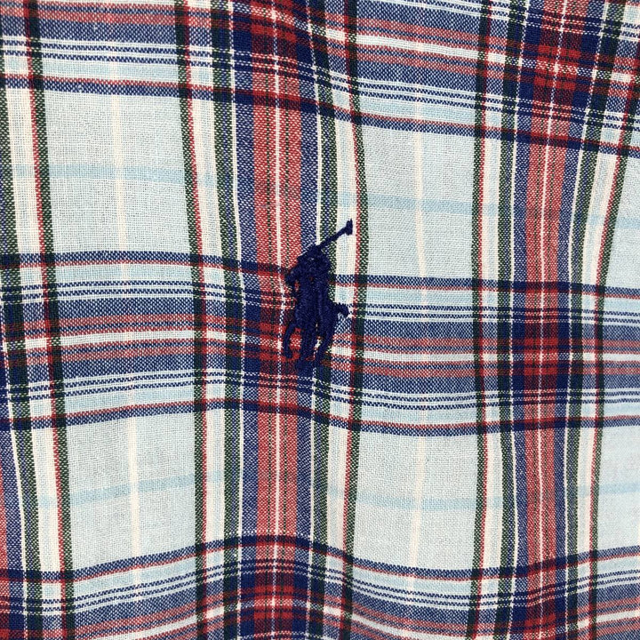 Ralph Lauren POLO by Ralph Lauren BLAKE Short-Sleeve Button-Down Check Shirt, Men's Size XL (approx.) cotton Blue type light blue Vintage Second Hand