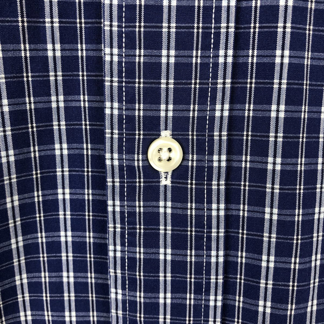 Ralph Lauren Classic Fit Short Sleeve Button Down Check Shirt Men's Size L cotton navy blue type Vintage Second Hand
