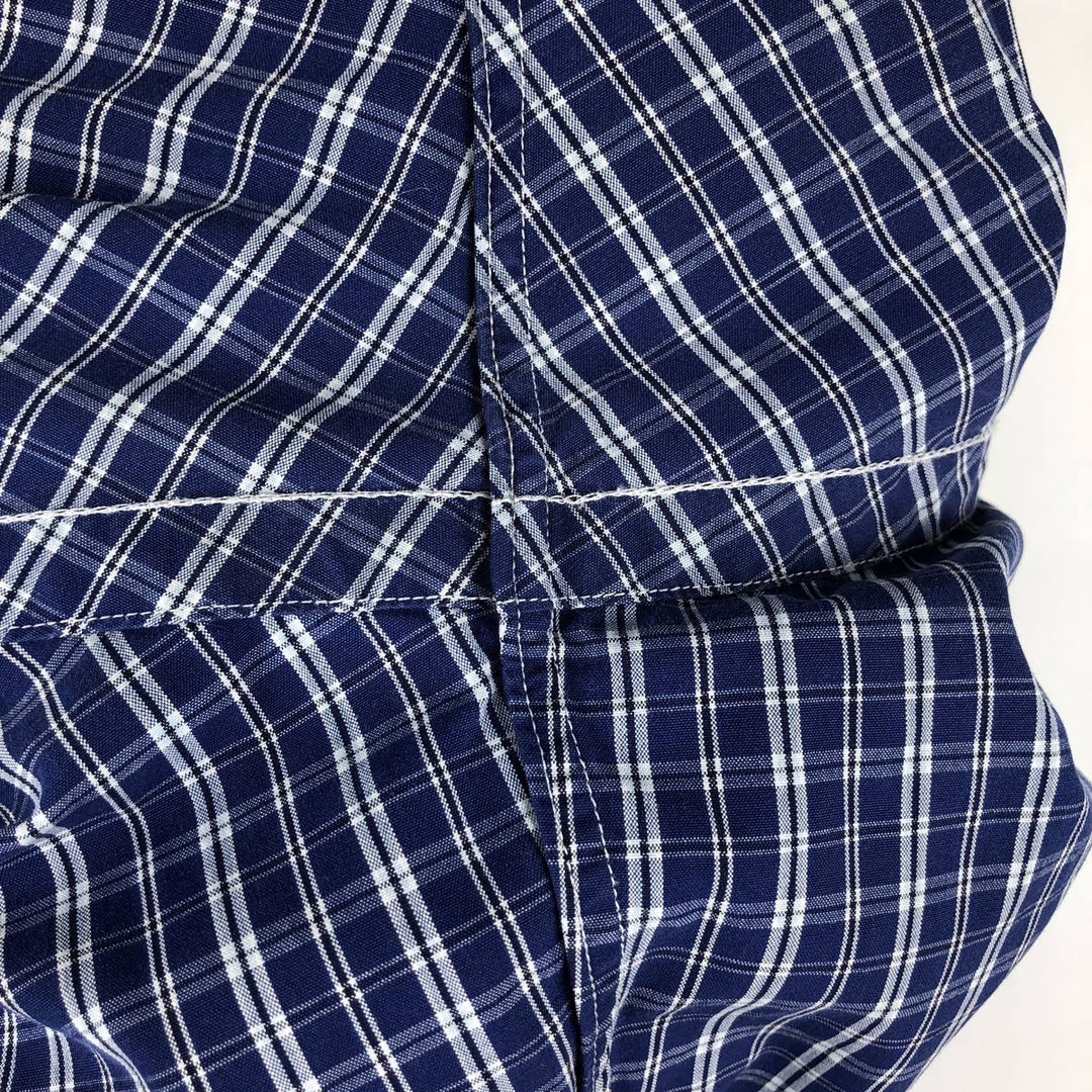 Ralph Lauren Classic Fit Short Sleeve Button Down Check Shirt Men's Size L cotton navy blue type Vintage Second Hand