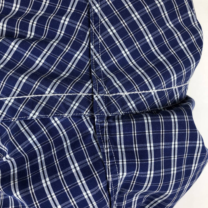 Ralph Lauren Classic Fit Short Sleeve Button Down Check Shirt Men's Size L cotton navy blue type Vintage Second Hand