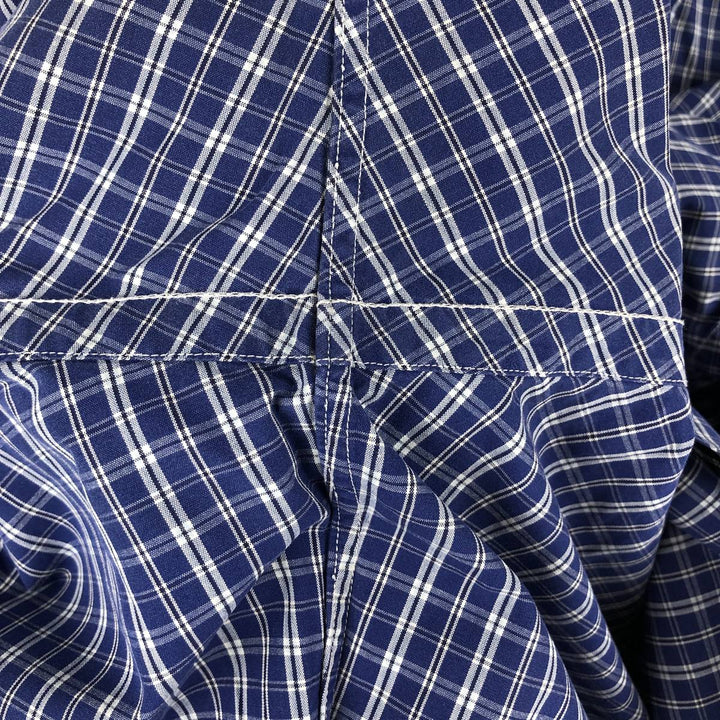 Ralph Lauren Classic Fit Short Sleeve Button Down Check Shirt Men's Size L cotton navy blue type Vintage Second Hand