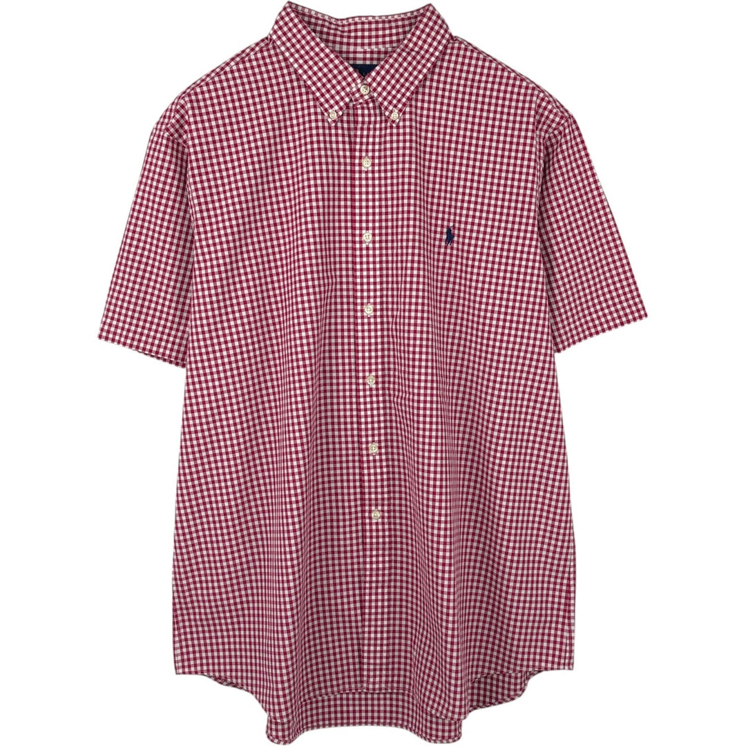 Ralph Lauren Gingham Check Short Sleeve Button Down Check Shirt Men's XXL cotton red type Vintage Second Hand