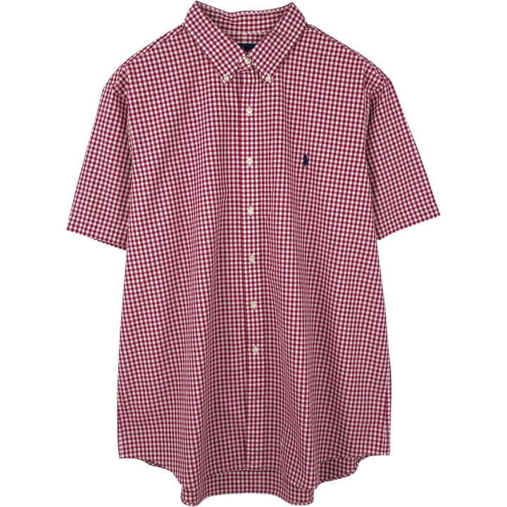 Ralph Lauren Gingham Check Short Sleeve Button Down Check Shirt Men's XXL cotton red type Vintage Second Hand