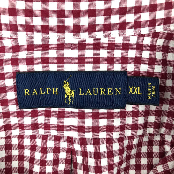 Ralph Lauren Gingham Check Short Sleeve Button Down Check Shirt Men's XXL cotton red type Vintage Second Hand