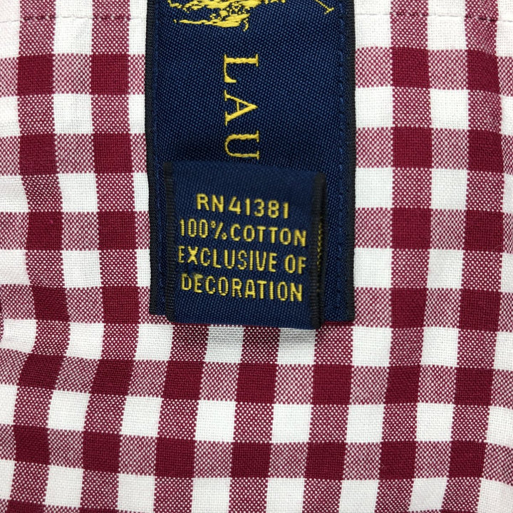 Ralph Lauren Gingham Check Short Sleeve Button Down Check Shirt Men's XXL cotton red type Vintage Second Hand