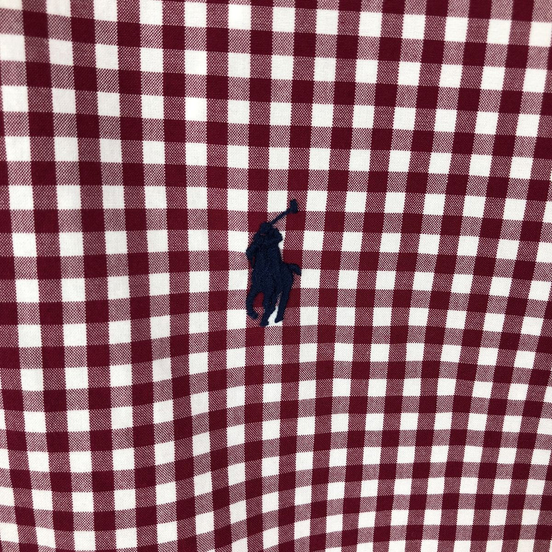 Ralph Lauren Gingham Check Short Sleeve Button Down Check Shirt Men's XXL cotton red type Vintage Second Hand