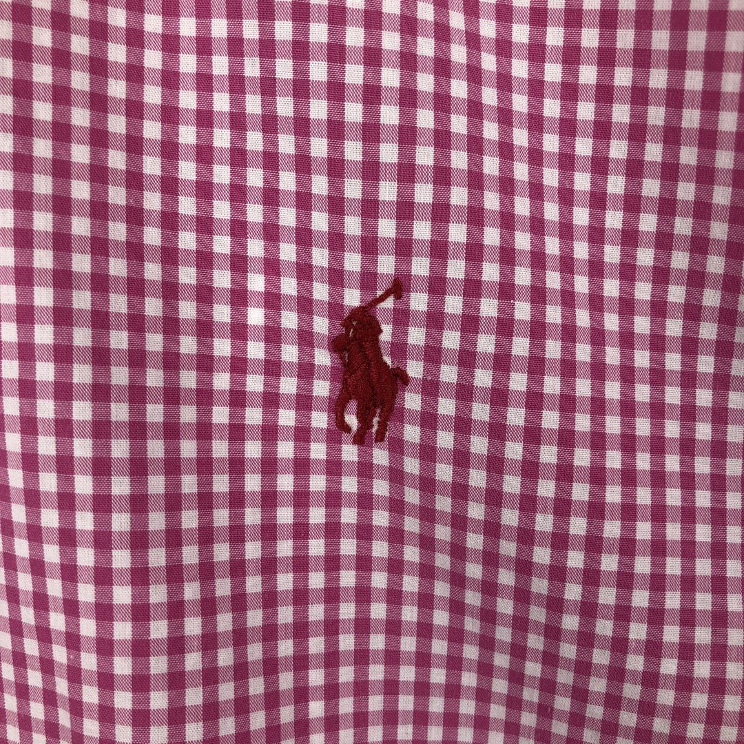 Ralph Lauren BLAKE Gingham Check Short Sleeve Button Down Check Shirt Men's Size L cotton pink type Vintage Second Hand